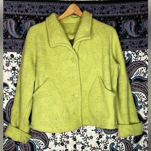 Maralyce Ferree vintage pistachio green fleece jacket M